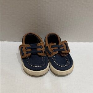 Sperry Kids Navy and Tan Moccasins